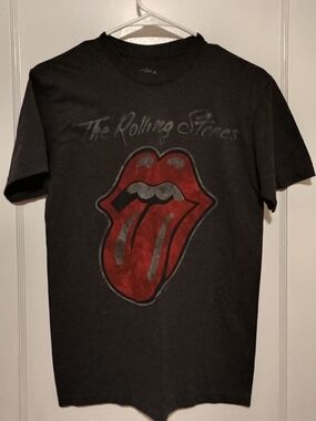 Rolling Stones Graphic Band Tee Small Black Vintage Style Tongue Logo